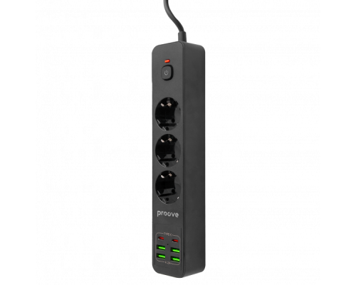 Мережевий фільтр Proove Power Socket P-03 (3 розетки+4 USB+2 Type-C) 2м black PLS-00-00112615