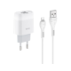 Зарядний пристрій Hoco C73A 12W 2.4A 2USB-A з кабелем Lightning white PLS-00-00100813