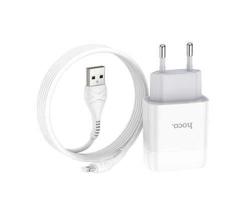 Зарядний пристрій Hoco C73A 12W 2.4A 2USB-A з кабелем Lightning white PLS-00-00100813