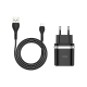 Зарядний пристрій Hoco C12Q 18W 3A 1USB-A з кабелем Micro USB black PLS-00-00115674