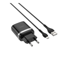 Зарядний пристрій Hoco C12Q 18W 3A 1USB-A з кабелем Micro USB black PLS-00-00115674