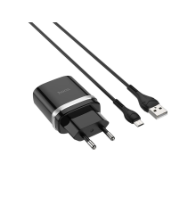 Зарядний пристрій Hoco C12Q 18W 3A 1USB-A з кабелем Micro USB black PLS-00-00115674
