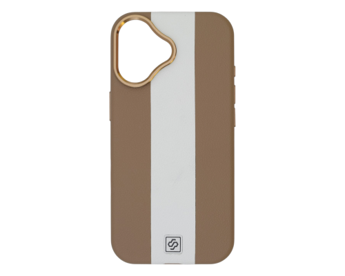 Чохол шкіряний Rally with Magnetic для iPhone 16 beige white PLS-00-00164608