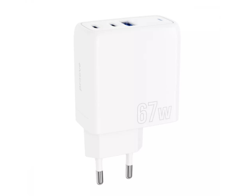 Зарядний пристрій Proove Shot GaN 67W 3A 1USB-A+2USB-C white PLS-00-00133927