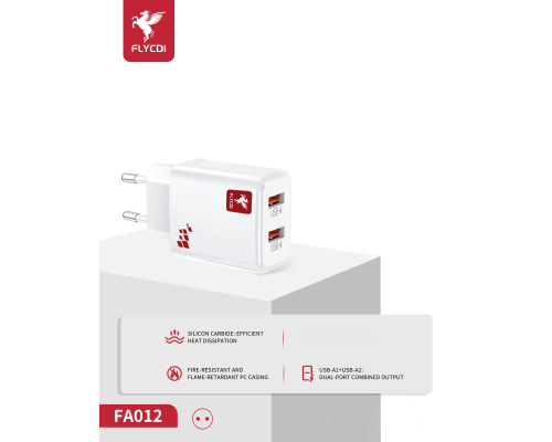 Зарядний пристрій FLYCDI FA-012 12W 2,4A 2USB-A white PLS-00-00133877
