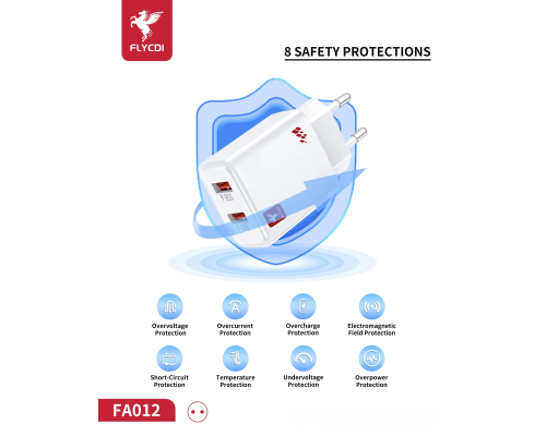 Зарядний пристрій FLYCDI FA-012 12W 2,4A 2USB-A white PLS-00-00133877