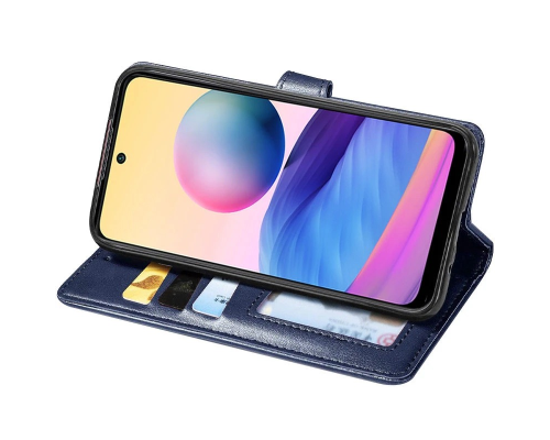 Чохол-книжка Leather GETMAN with card holder Xiaomi Redmi Note 14 4G (European) blue PLS-00-00148403