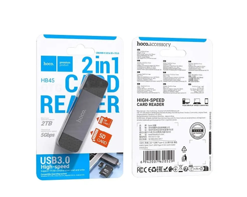 Картридер Hoco HB45 USB3.0 to Type-C gray PLS-00-00154603