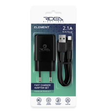 Зарядний пристрій Ridea RW-11111 Element 10.5W 2.1A 1USB-A з кабелем Micro USB black PLS-00-00123678