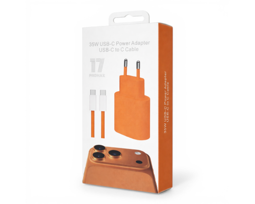 Зарядний пристрій Apple iPhone 17 Pro Max 35W 3A USB-C з кабелем С-C (NO LOGO) orange PLS-00-00159772