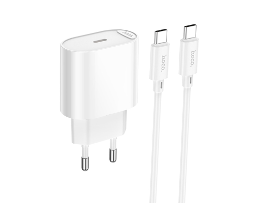 Зарядний пристрій Hoco C109A 20W 3A USB-C з кабелем C-C white PLS-00-00149687