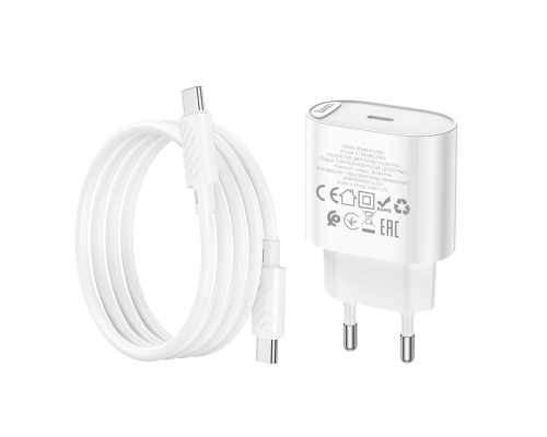 Зарядний пристрій Hoco C109A 20W 3A USB-C з кабелем C-C white PLS-00-00149687