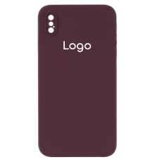 Чохол Silicone Case Квадратні Борти Full Camera iPhone X (XS) maroon PLS-00-00112509