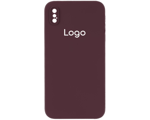 Чохол Silicone Case Квадратні Борти Full Camera iPhone X (XS) maroon PLS-00-00112509