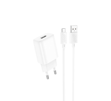Зарядний пристрій Hoco C134A 12W 2.4A USB-A з кабелем Micro USB white PLS-00-00139614