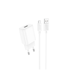 Зарядний пристрій Hoco C134A 12W 2.4A USB-A з кабелем Micro USB white PLS-00-00139614