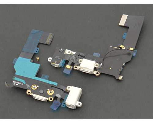 Шлейф iPhone 5s з роз'ємом зарядки та навушників white (Original Used) PLS-00-00013443