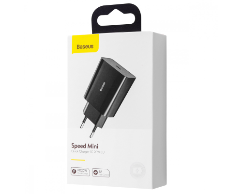 Зарядний пристрій Baseus Speed Mini 20W 3A 1USB-C black PLS-00-00079878