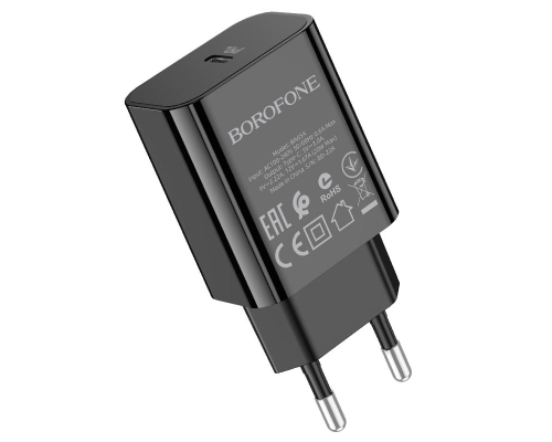 Зарядний пристрій Borofone BA65A 20W 3A 1USB-C black PLS-00-00100270