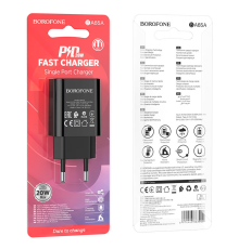Зарядний пристрій Borofone BA65A 20W 3A 1USB-C black PLS-00-00100270