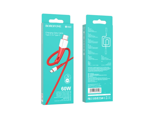 Кабель USB Borofone BX60 Superior 60W Type C to Type C М'ята упаковка Червоний ma113534_298255