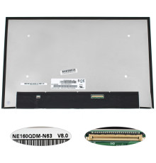 Матриця 16.0" NE160QDM-N63 (2560*1600, 40pin(eDP, IPS, 400cd/m2, 100% sRGB), LED, SLIM(без дод. панелі), матова, роз'єм праворуч внизу) для ноутбука