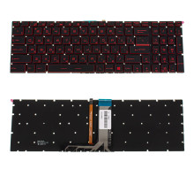 Клавіатура для ноутбука MSI (GV62, GT62) rus, black, без кадру, підсвічування клавіш (RED) NBB-124683