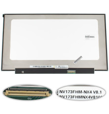 Матриця 17.3 NV173FHM-NX4 (1920*1080, 40pin(eDP, IPS, 144HZ, 250cd/m2, 100% sRGB), LED, SLIM(без планок та вушок), матова, роз'єм праворуч внизу) для ноутбука NBB-130166