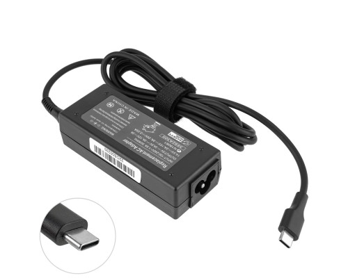 Блок живлення для ноутбука ASUS, HP, DELL, LENOVO, ACER, XIAOMI USB-C 45W (15V/3A, 12V/3A, 5V/2A), USB3.1/Type-C/USB-C, black (без кабеля!) NBB-134013