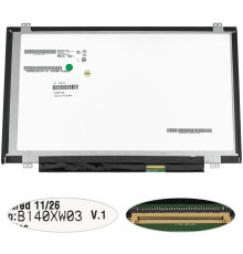 Матриця 14.0" B140XW03 V.1 (1366*768, 40pin, LED, SLIM (вертикальні вушка), глянець, роз'єм праворуч внизу) для ноутбука (renew) NBB-134122