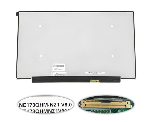Матриця 17.3" NE173QHM-NZ1 (2560 * 1440, 40pin (eDP, IPS, 240Hz), LED, SLIM (без планок і вушок), матова, роз'єм праворуч внизу) для ноутбука NBB-134154