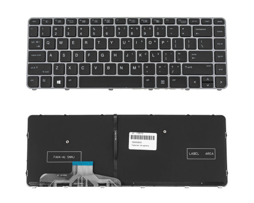 Клавіатура для ноутбука HP (EliteBook: 1040 G3) eng, black, silver frame, підсвічування клавіш