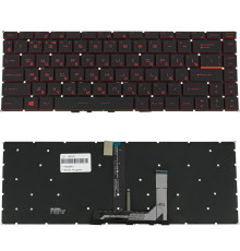 Клавіатура для ноутбука MSI (GS65) rus, black, без фрейма, підсвічування клавіш(оригінал) (RED) NBB-140197