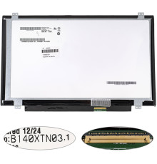 Матрица 14.0" B140XTN03.1 (1366*768, 40pin, LED, SLIM (вертикальные ушки), глянець, разъем справа внизу) для ноутбука (renew) NBB-140382