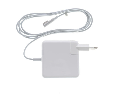 Блок живлення для ноутбука APPLE MagSafe 16.5V, 3.65A, 60W, white, квадратний, з євро-адаптером (A1184, A1330, A1344, A1278), L-подібний роз'єм MagSafe NBB-43028