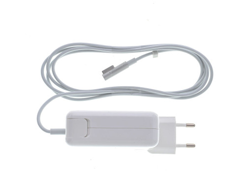 Блок живлення для ноутбука APPLE MagSafe 16.5V, 3.65A, 60W, white, квадратний, з євро-адаптером (A1184, A1330, A1344, A1278), L-подібний роз'єм MagSafe NBB-43028