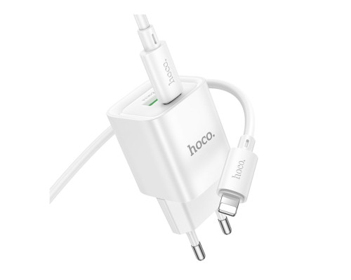 Мережевий Зарядний Пристрій Hoco C147A 1USB-C/1USB PD/QC 20W+Type-C to Lightning Колір Бiлий 6942007630283 ma35290_3345681