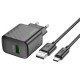 Мережевий Зарядний Пристрій Hoco CS21A 1USB QC 18W+USB to Type-C Колір Чорний 6942007609906