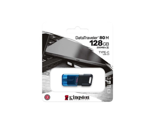 USB флеш-накопичувач 3.2 Kingston DataTraveler 80M 128gb Type C Колір Чорний/Блакитний 740617330601