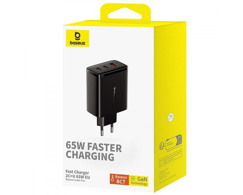 МЗП Baseus Cube Pro Fast Charger 65W (2 Type-C + USB) black 2003000212709 6932172641474