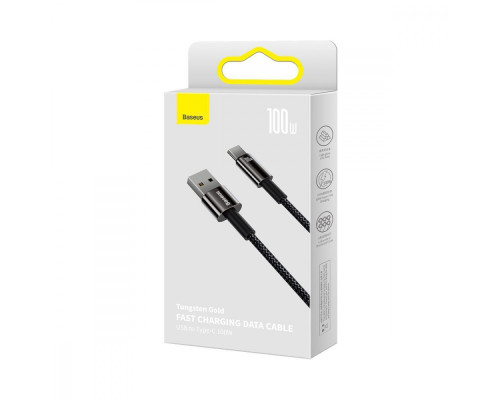 Кабель Baseus Tungsten Gold Fast Charging USB to Type-C 100W (2m) black 2001000965236 6932172618094