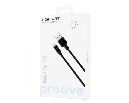 Кабель Proove Light Weft Lightning 2.4A (1m) black