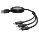 Кабель Baseus Free2Draw Retractable Crystal 3-in-1 (Micro USB+Lightning+Type-C) 100W (1.1m) black 2003000212587 6932172656430