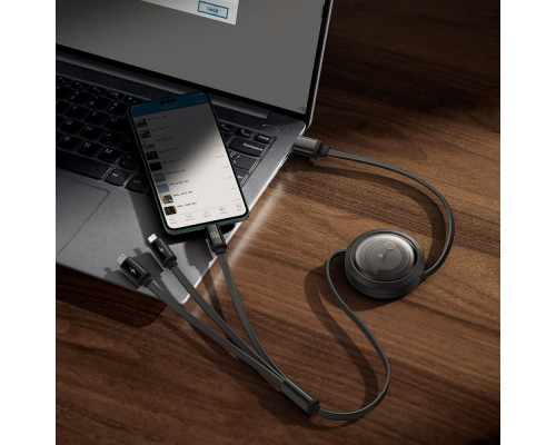 Кабель Baseus Free2Draw Retractable Crystal 3-in-1 (Micro USB+Lightning+Type-C) 100W (1.1m) black 2003000212587 6932172656430
