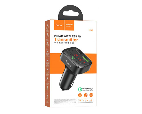 АЗП Hoco FM Launcher E59 Promise QC3.0 2USB black