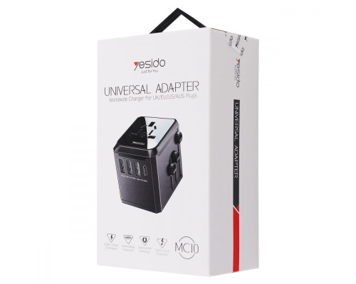 Travel Adapter Yesido MC-10 Type-C (UK/EU/US/AUS) black