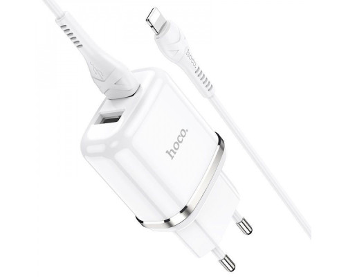 МЗП Hoco N4 Aspiring + Cable (Lightning) 2.4A 2USB white