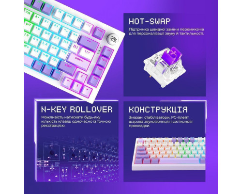 Бездротова клавіатура Proove Gaming Coupe (Ukraine Layout) black/purple 2003000300291 6901114175988