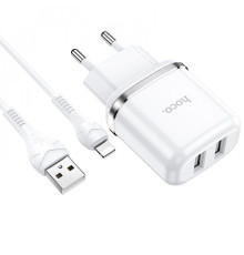 МЗП Hoco N4 Aspiring + Cable (Lightning) 2.4A 2USB white
