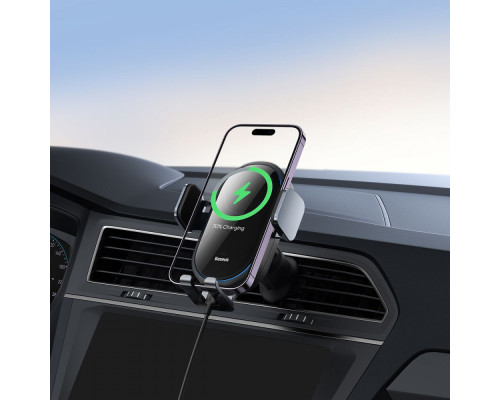 Автомобільний тримач з Бездротовим ЗП Baseus LightChaser 15W black